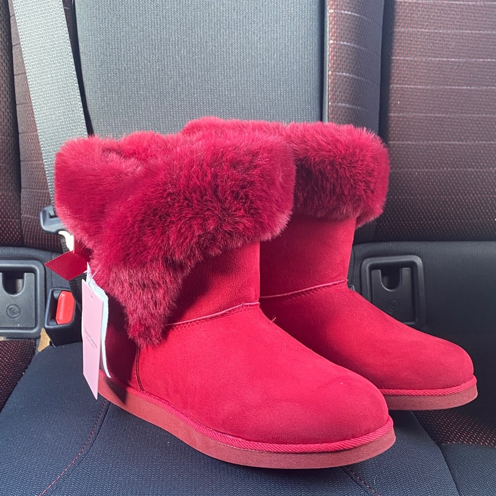 Juicy Couture Red Fur-Lined Winter Boots